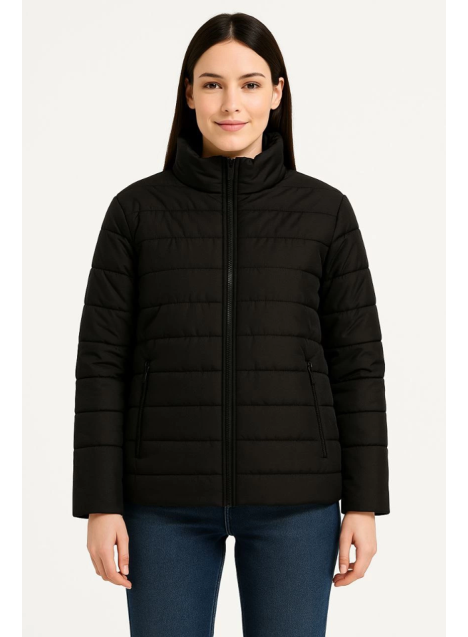 Bomber Mont Ceket – Su İtici Kumaş, Kapitone Astarlı, Fermuarlı, Kışlık - Siyah