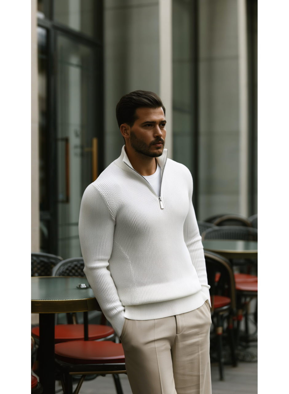 Erkek Balıkçı Zip Yaka Uzun Kollu Triko