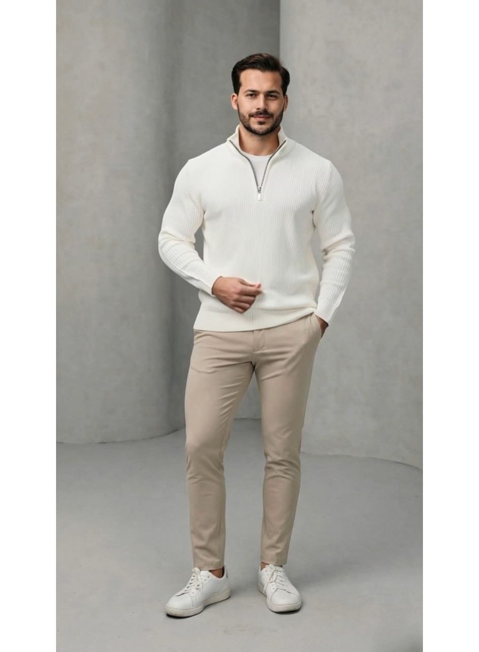 Erkek Balıkçı Zip Yaka Uzun Kollu Triko