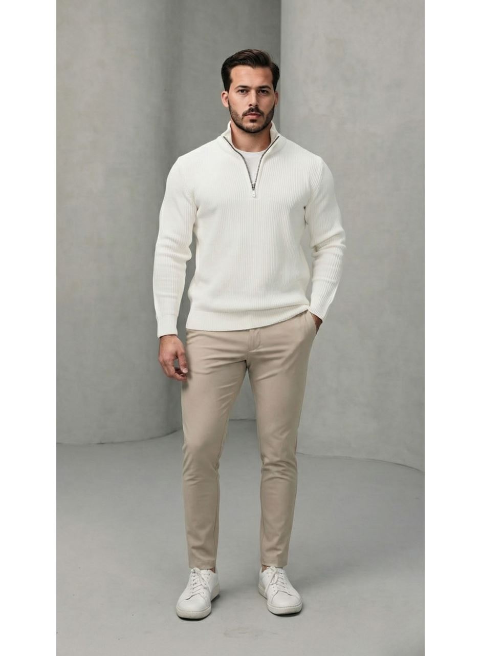 Erkek Balıkçı Zip Yaka Uzun Kollu Triko