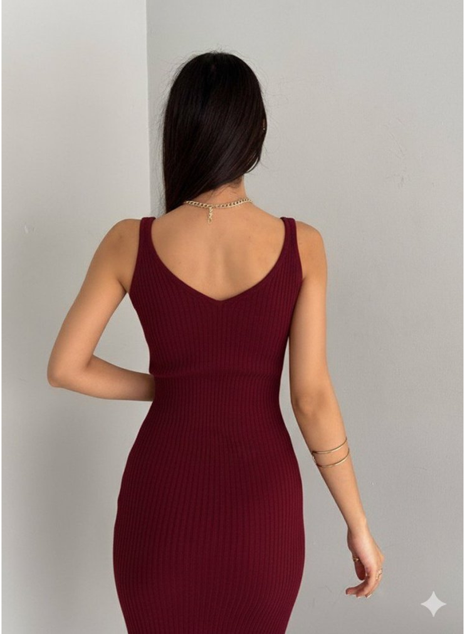 Kadın Uzun Kollu Delikli Kazak Askılı Elbise Triko Ikili Takım