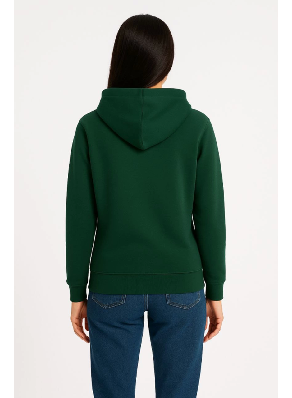 Üç İplik Kapüşonlu Kanguru Çepli SweatShirt Hoodie - Haki