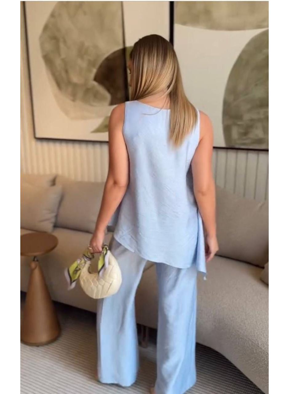 Asimetrik Bluz - Pantolon İkili Takım