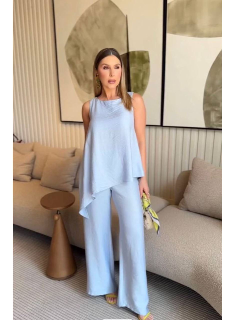 Asimetrik Bluz - Pantolon İkili Takım