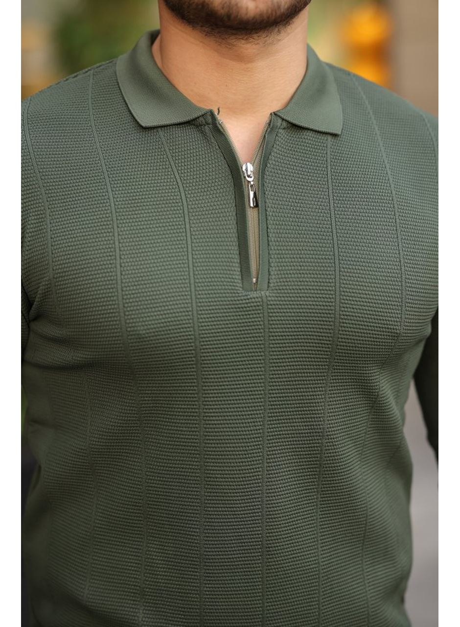 Erkek Pirinç Desenli Uzun Kollu Yakalı Triko