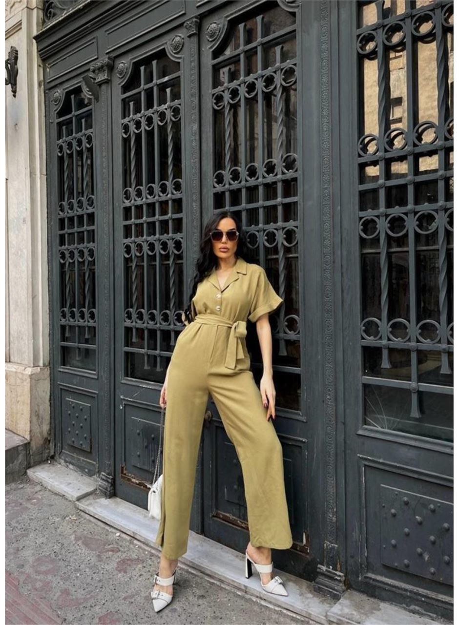 KETEN TULUM BEL BAĞLAMA DETAYLI - Yeşil