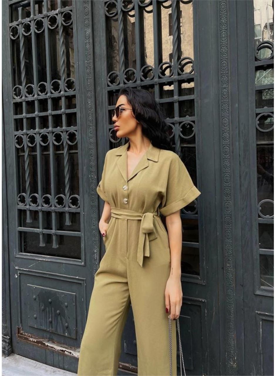 KETEN TULUM BEL BAĞLAMA DETAYLI - Yeşil