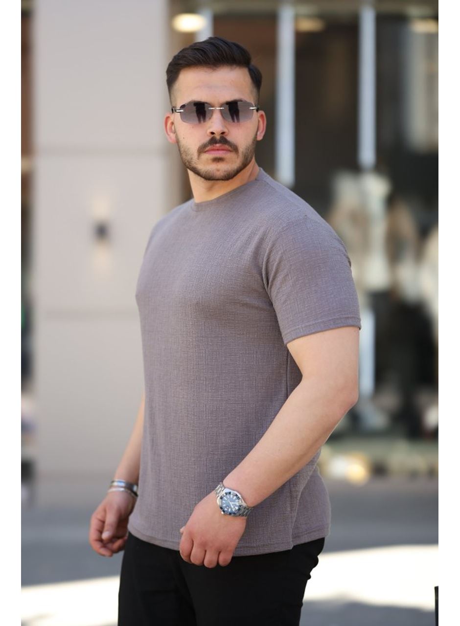 Erkek Ağaç Kabuğu Desenli Kısa Kollu T-shirt