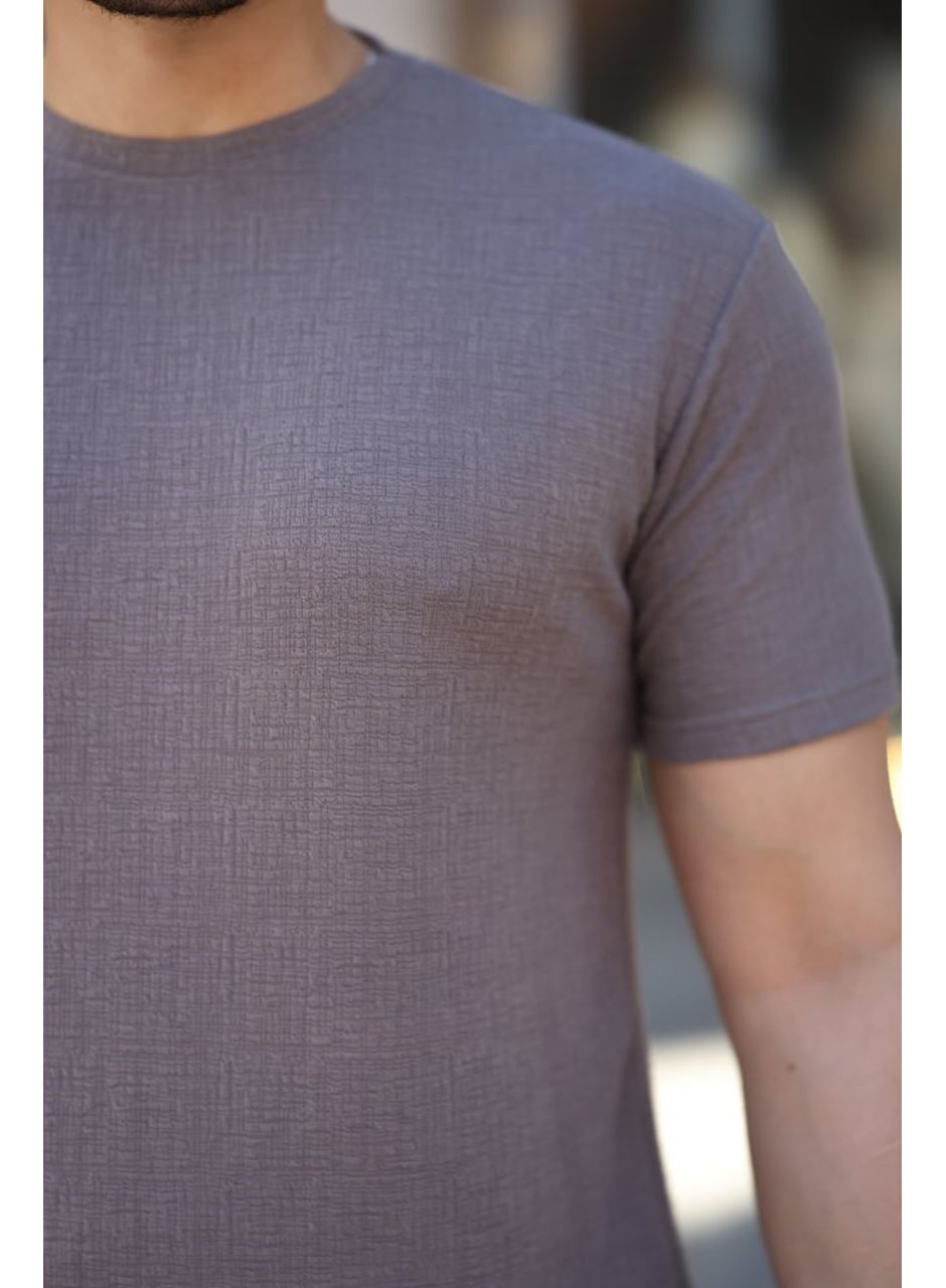 Erkek Ağaç Kabuğu Desenli Kısa Kollu T-shirt