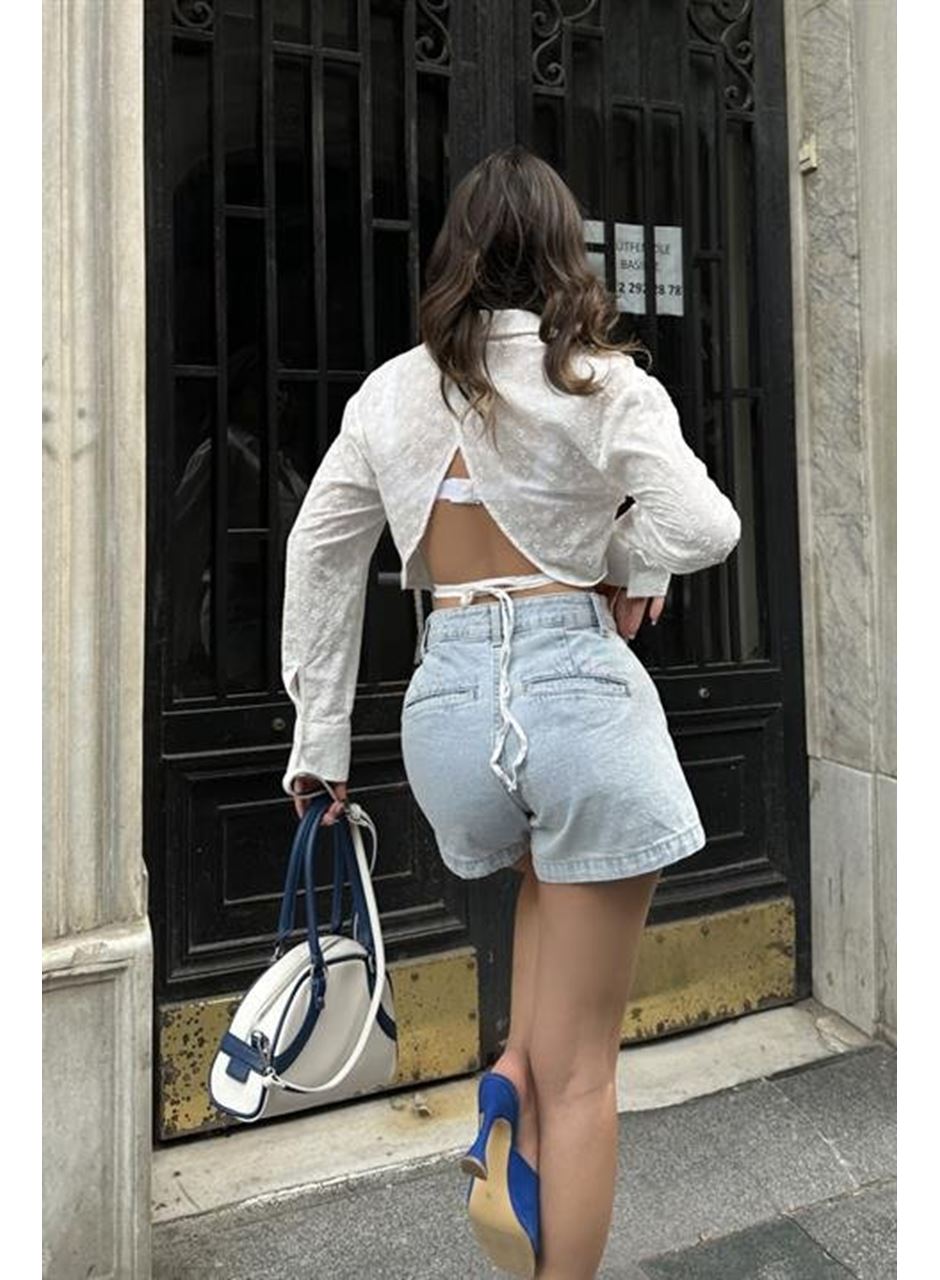 Kristen Sırt Dekolte Crop Gömlek 3253-08