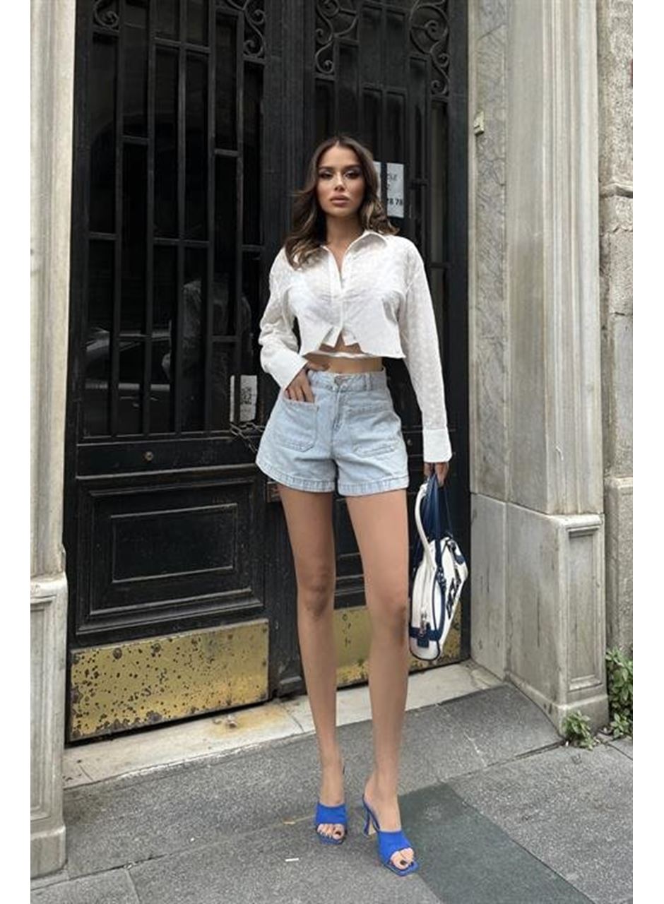 Kristen Sırt Dekolte Crop Gömlek 3253-08