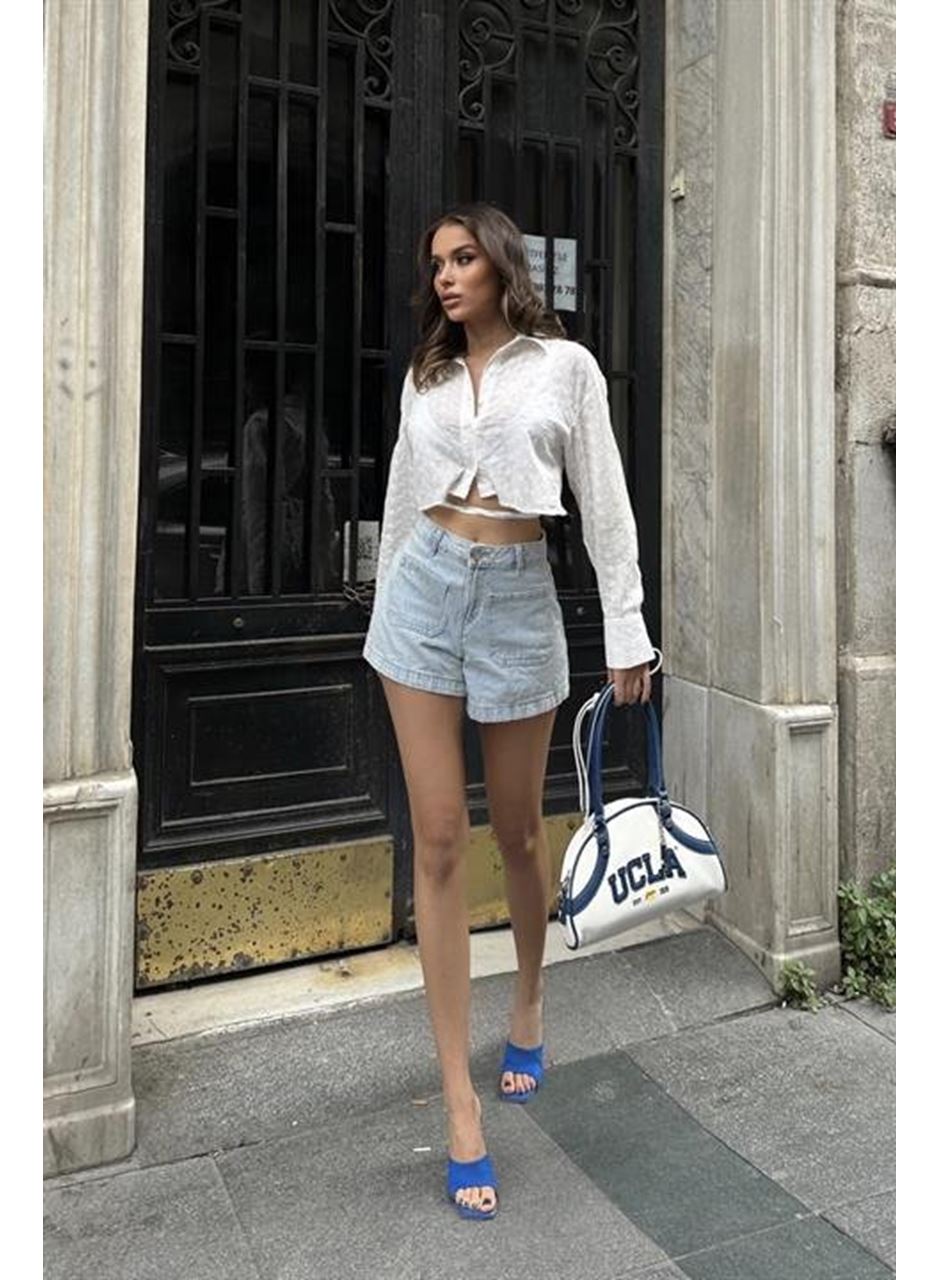 Kristen Sırt Dekolte Crop Gömlek 3253-08