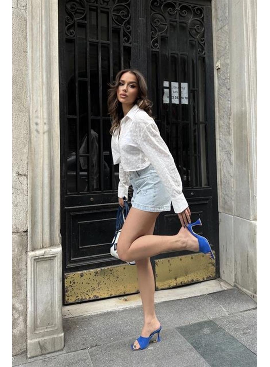 Kristen Sırt Dekolte Crop Gömlek 3253-08