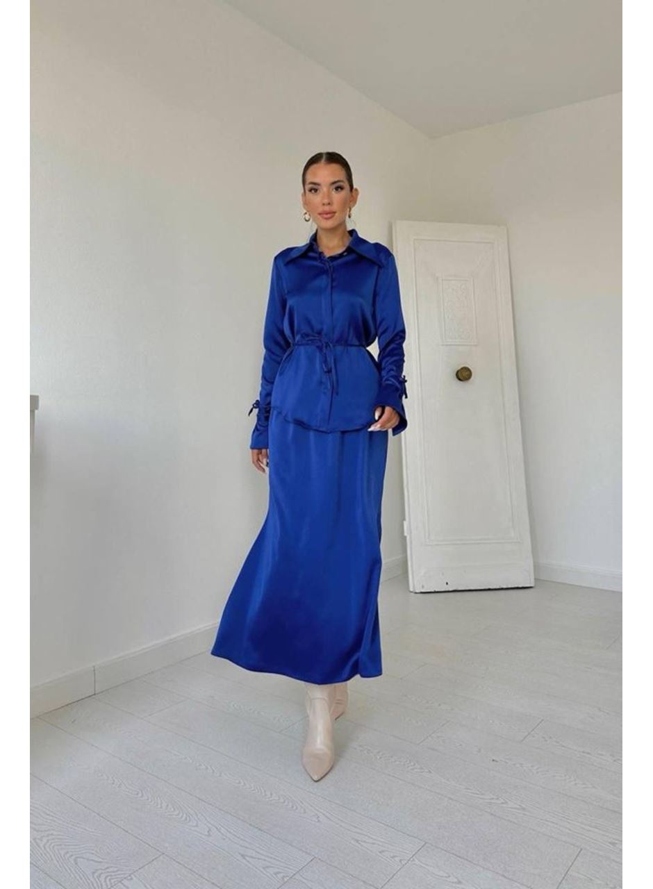 Saks Biyeli Gömlek Ve Etek Takım