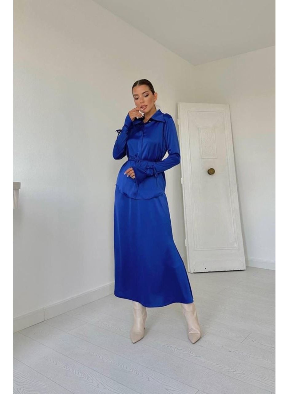 Saks Biyeli Gömlek Ve Etek Takım