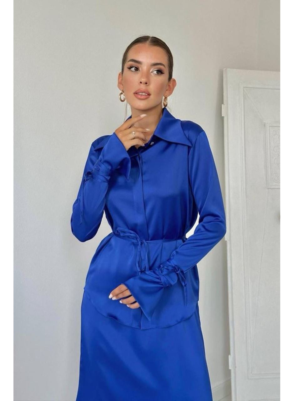 Saks Biyeli Gömlek Ve Etek Takım