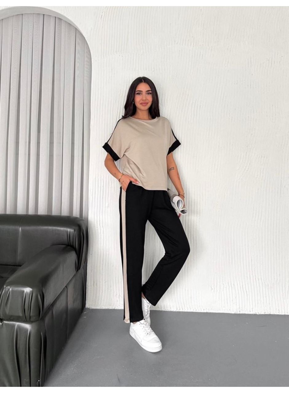 Kadın Modal Dokulu Kumaş Yanı şeritli Takım