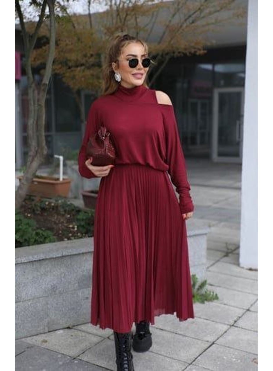 Kadın Triko Plise Ve Tül Detay Iki Parça Elbise