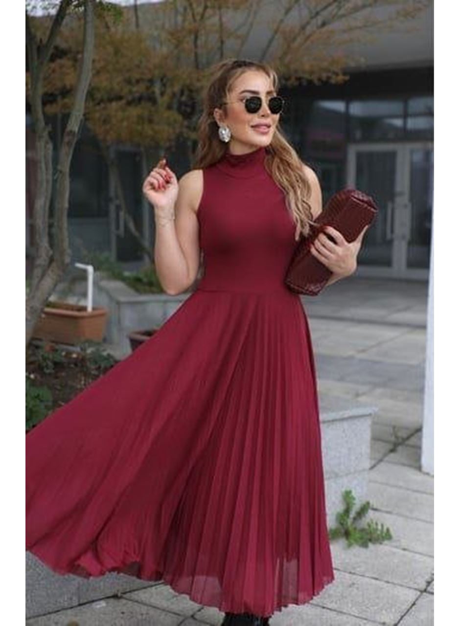 Kadın Triko Plise Ve Tül Detay Iki Parça Elbise