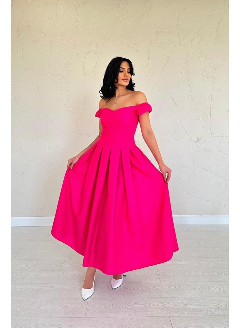 Fuşya Jakarlı Elbise