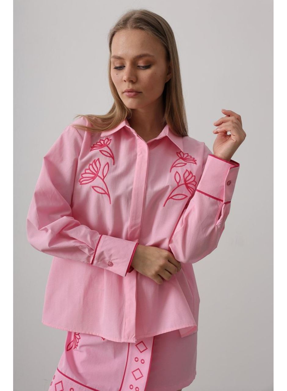 Nakış Detaylı Etekli Takım - Pembe