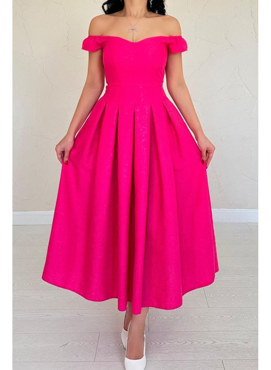 Fuşya Jakarlı Elbise