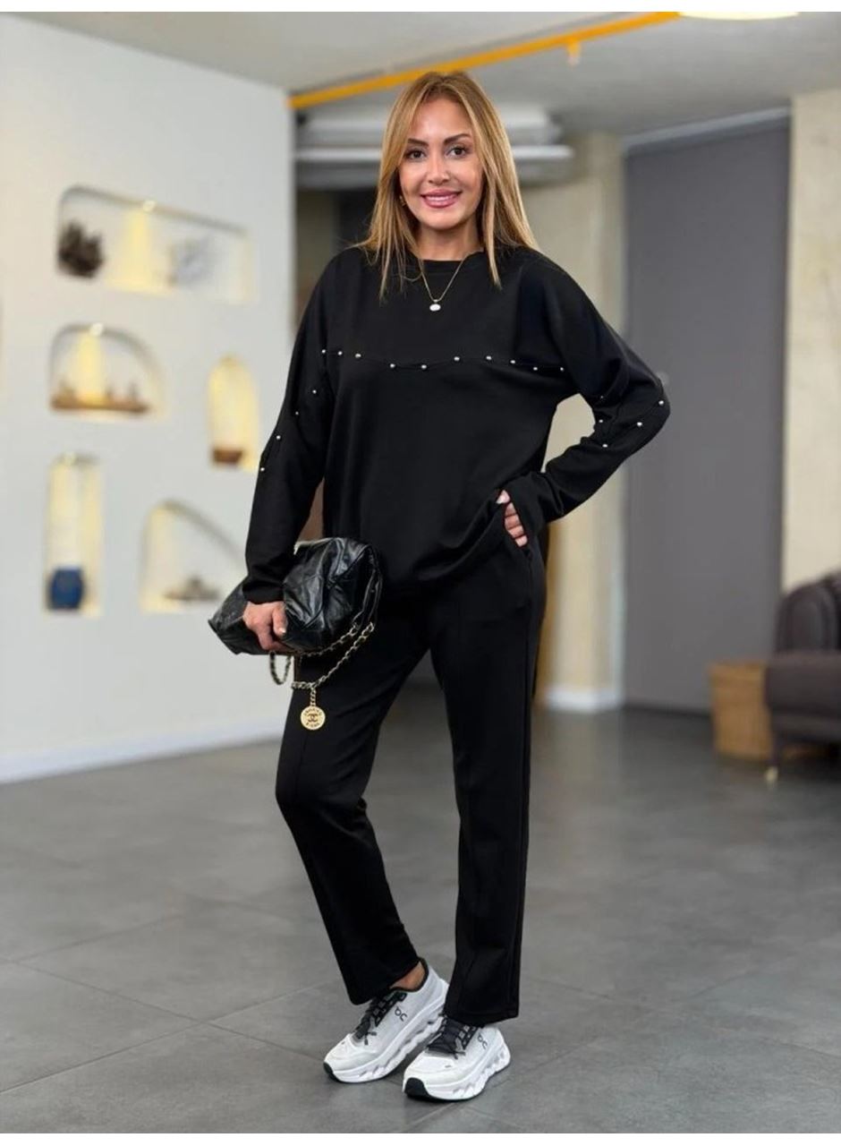 Kadın Inci Detay Modal Kumaş Ikili Takım