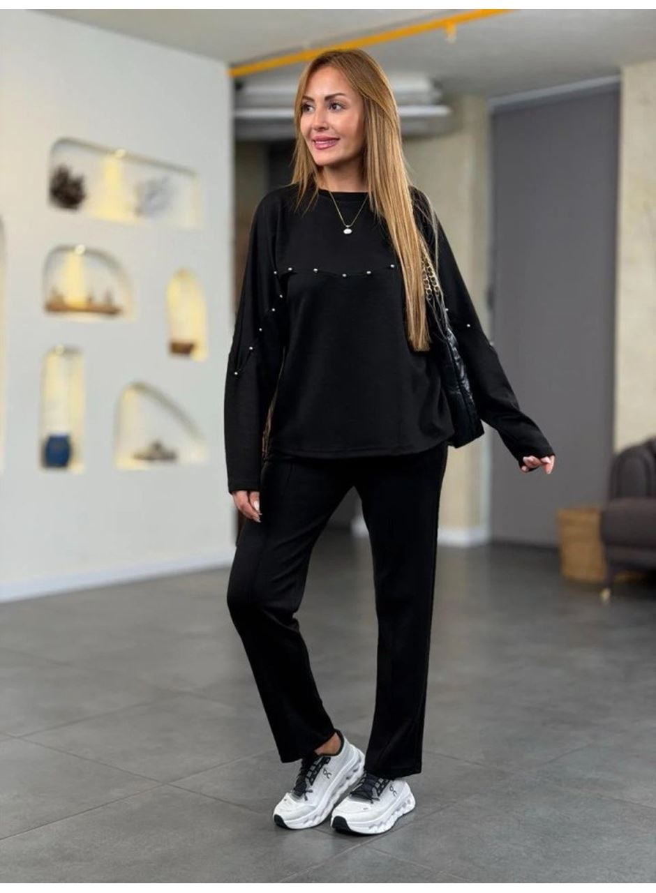 Kadın Inci Detay Modal Kumaş Ikili Takım