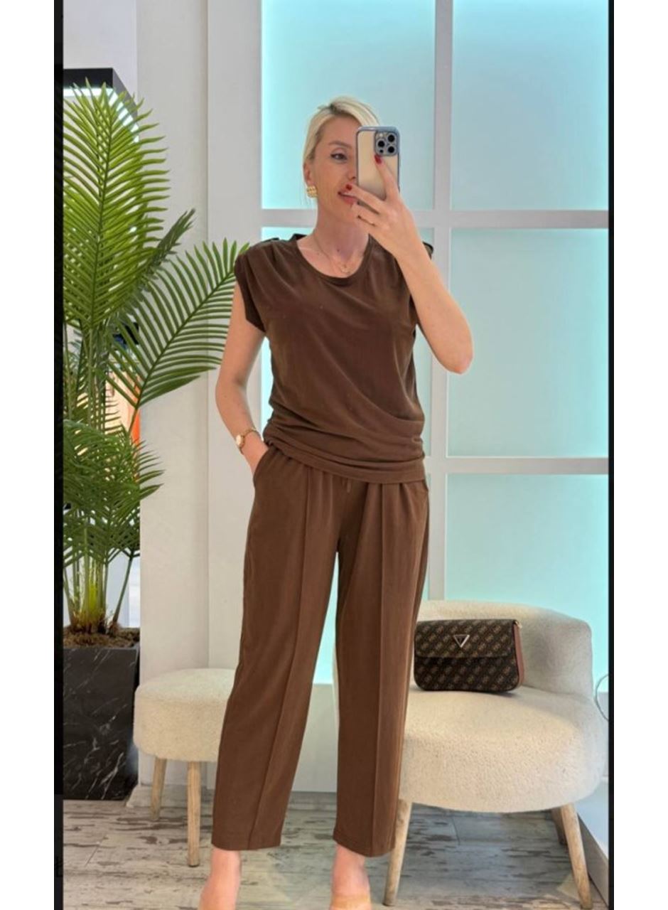 Kadın Vatkalı Düşük Kol Rahat Kesim İkili Takım