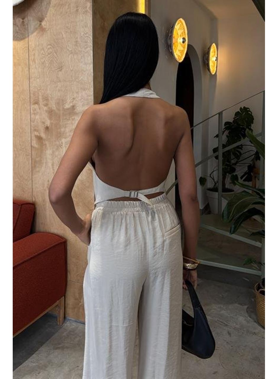 Halter Yaka Yelekli Modal Takım 10144