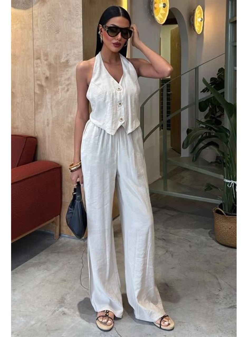 Halter Yaka Yelekli Modal Takım 10144