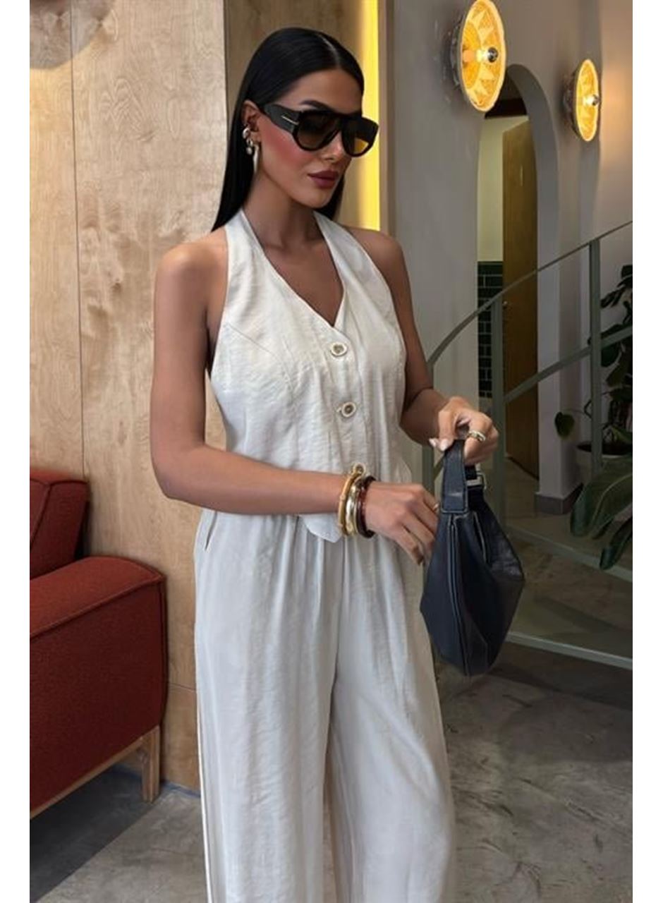 Halter Yaka Yelekli Modal Takım 10144