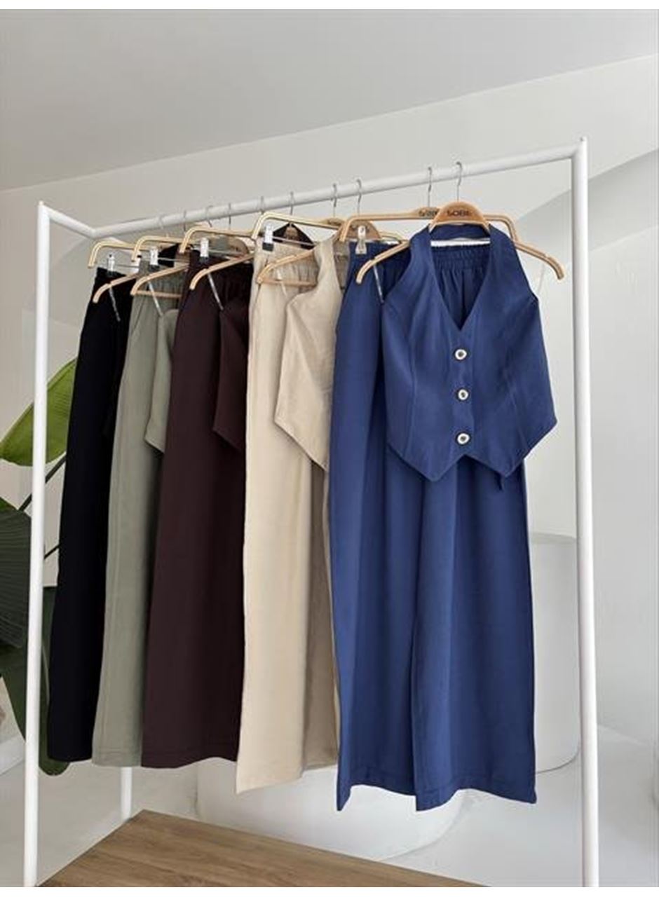Halter Yaka Yelekli Modal Takım 10144