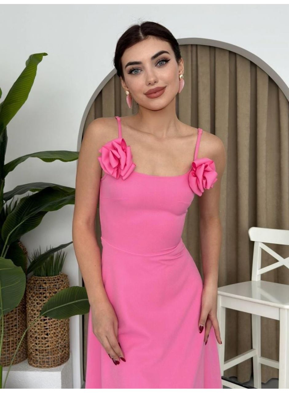 Matilda Gül İp Askılı Elbise