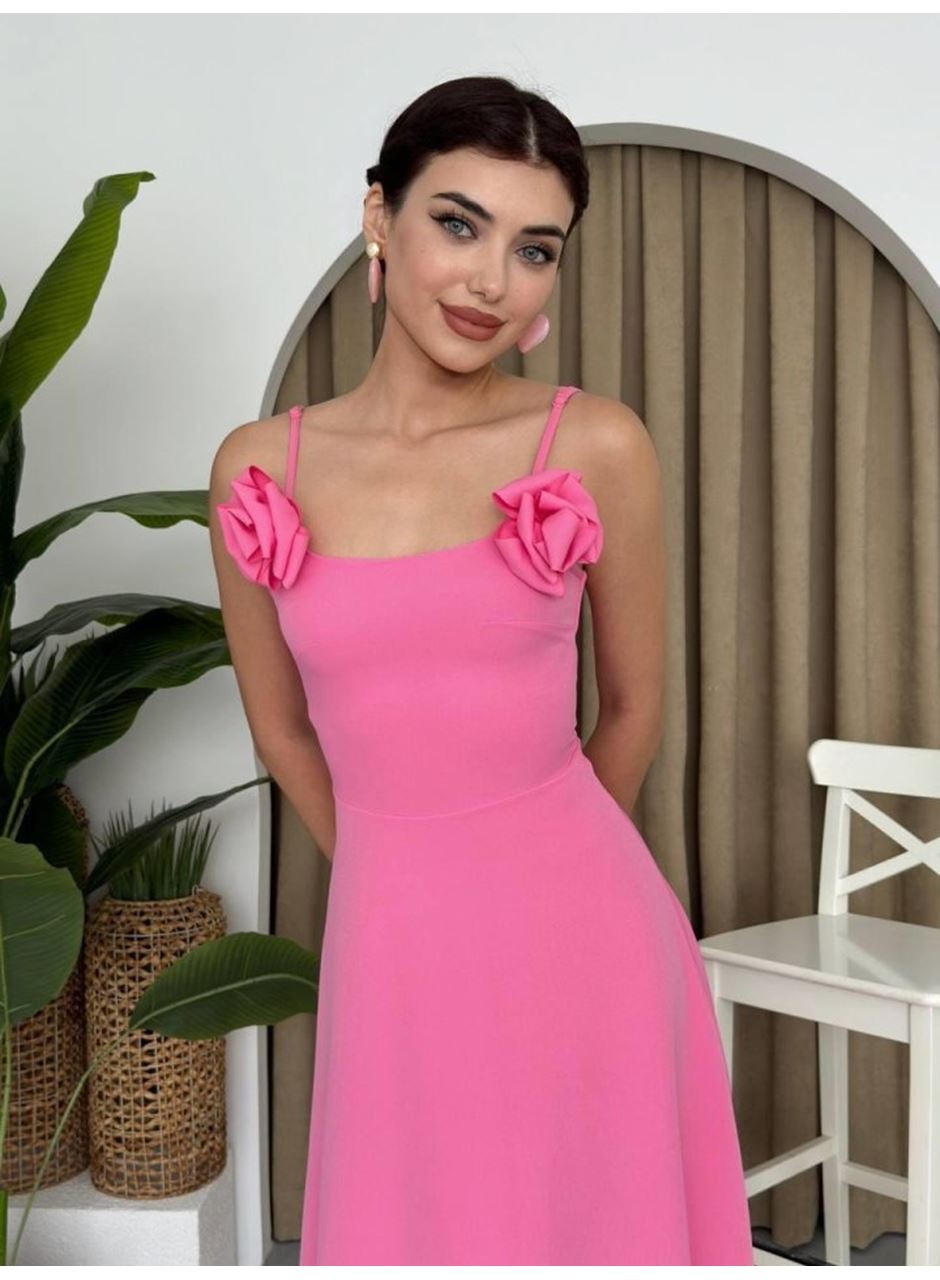 Matilda Gül İp Askılı Elbise