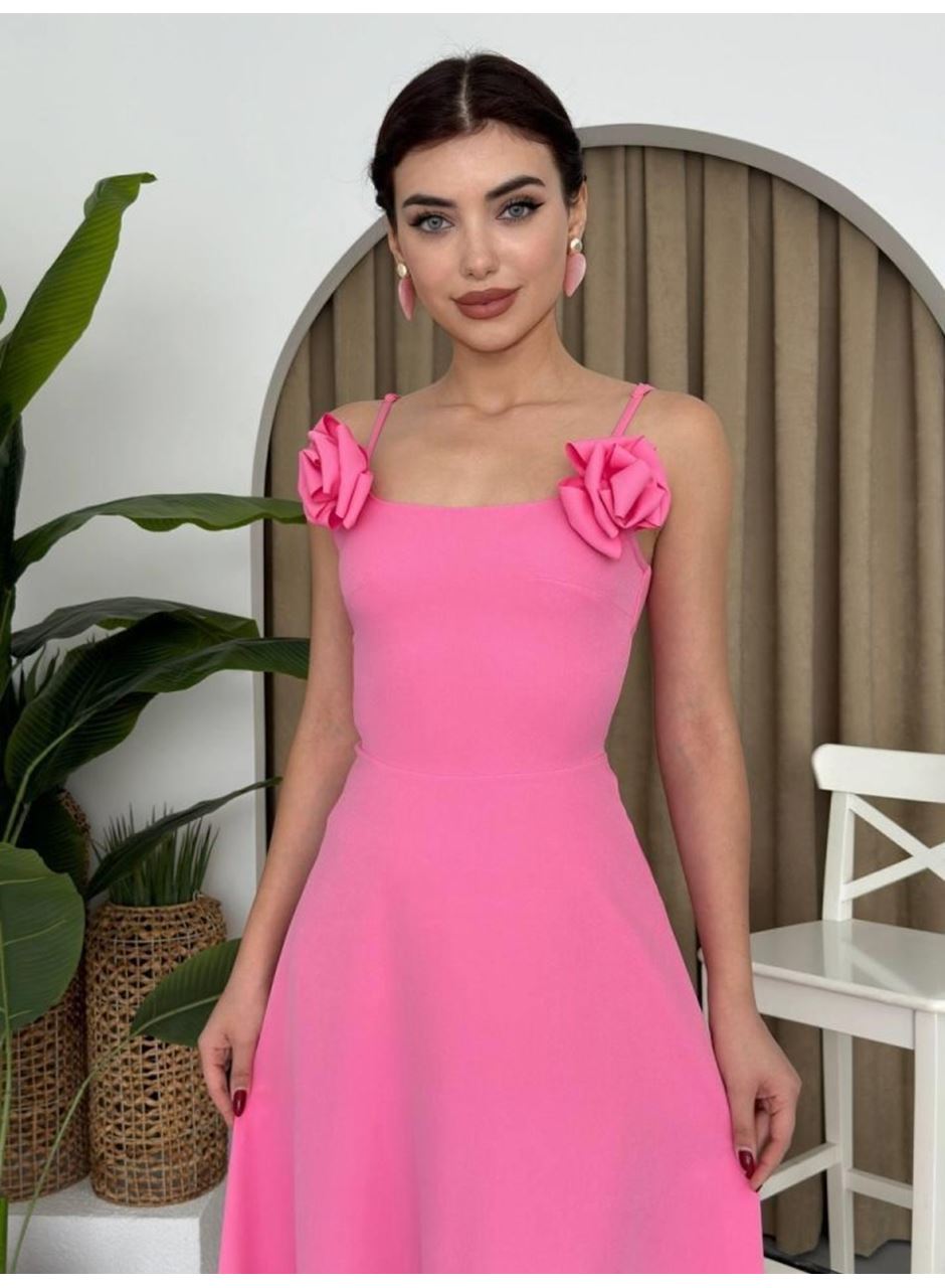 Matilda Gül İp Askılı Elbise
