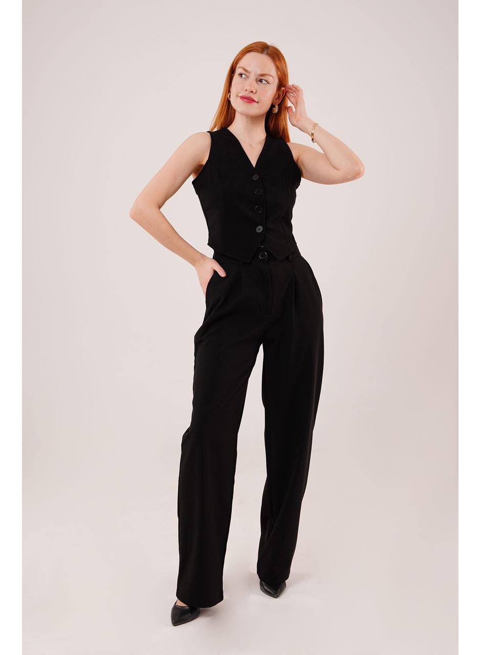 Premium Model Oturtmalı Siyah Pantolon