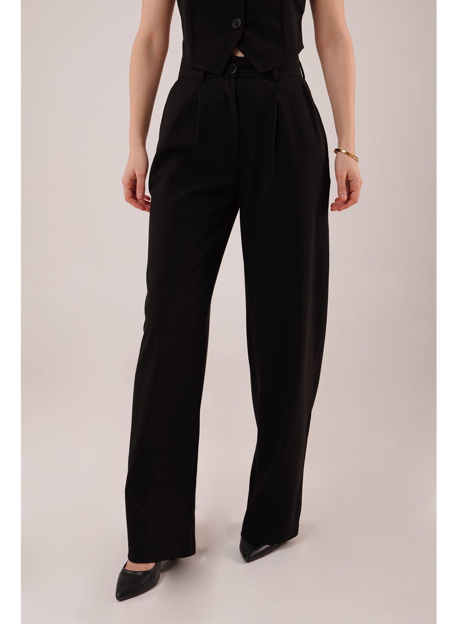 Premium Model Oturtmalı Siyah Pantolon