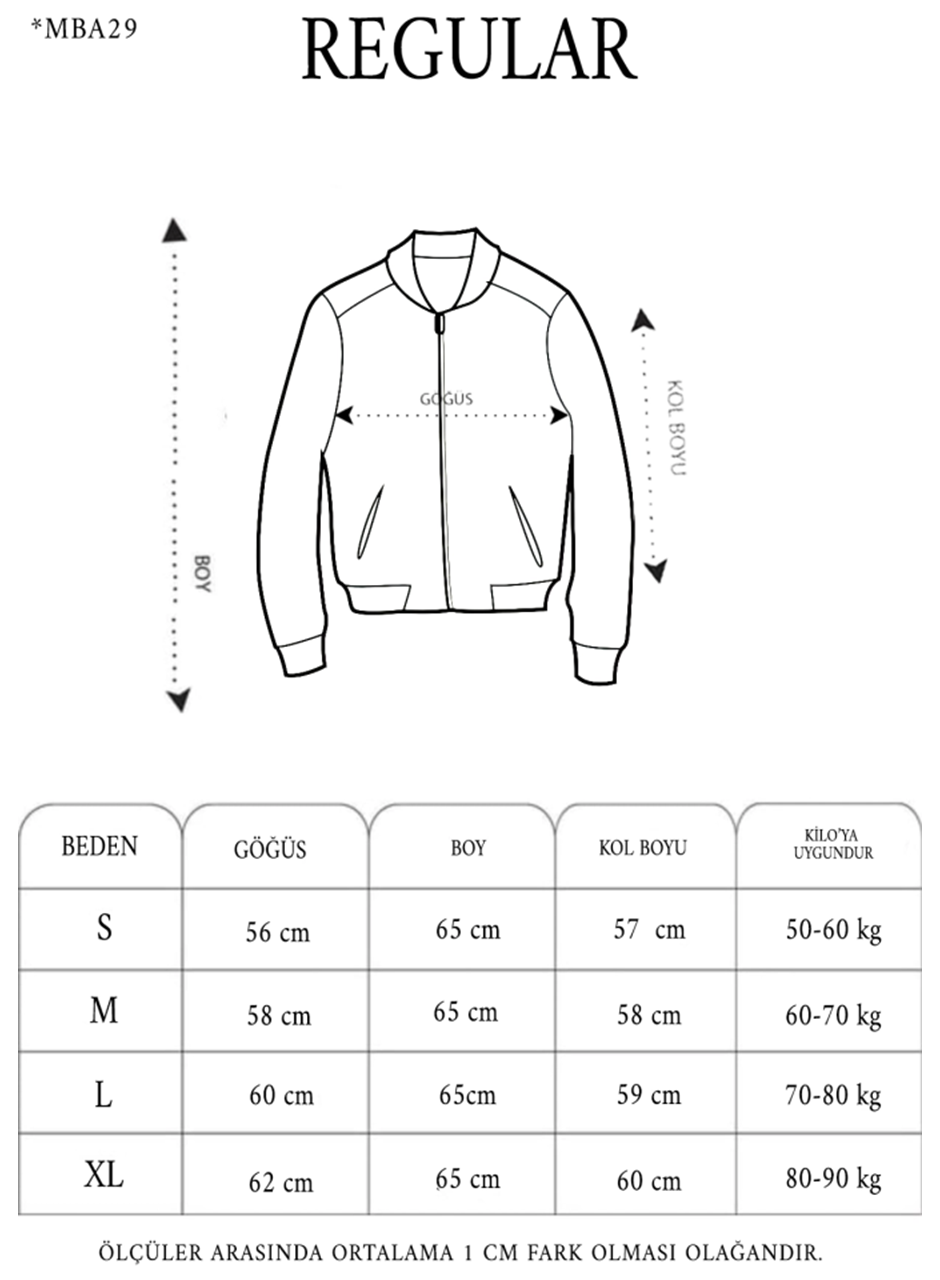 Unisex Uzun Kol Baskılı Bomber Ceket - Siyah