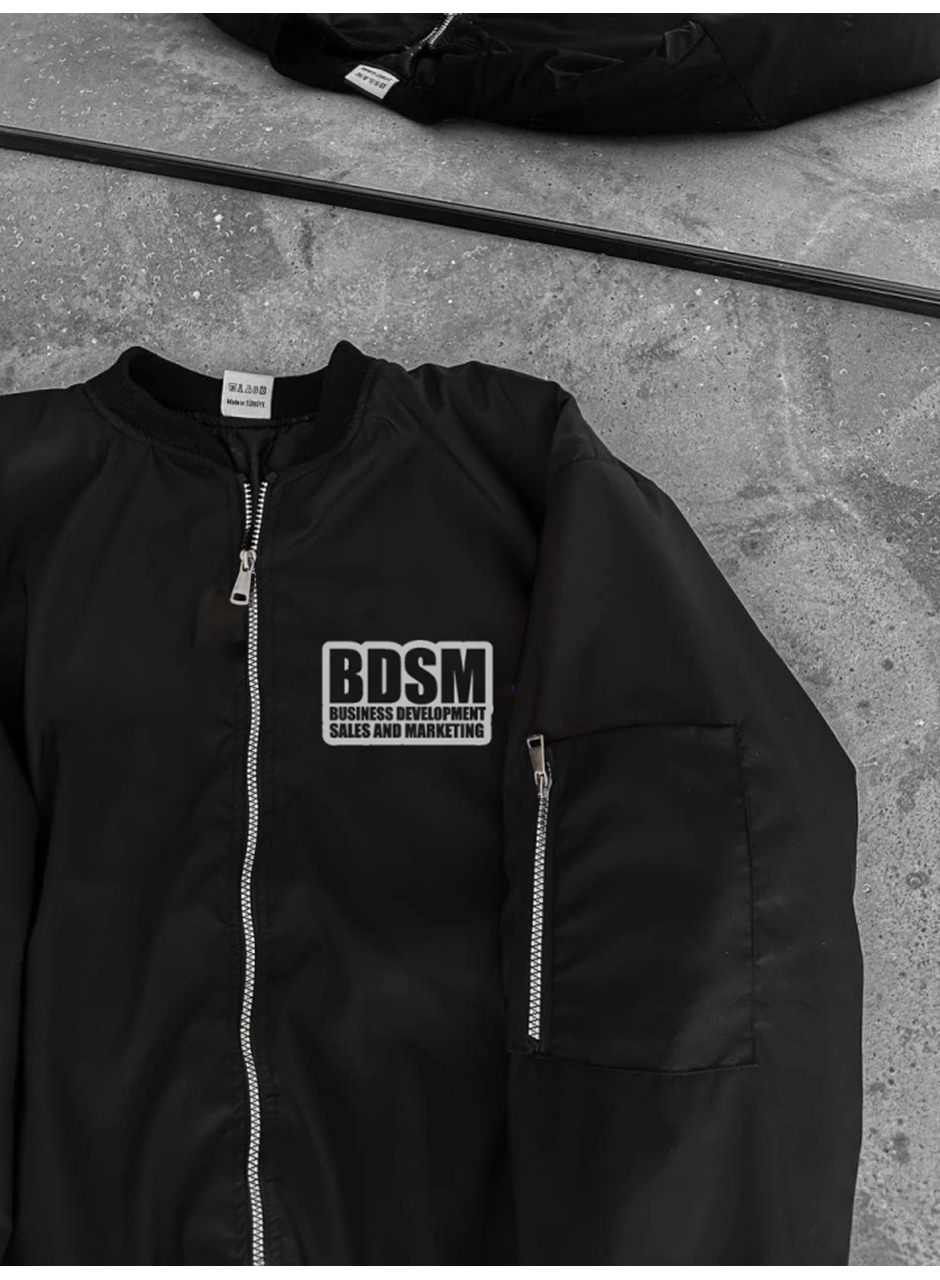 İçi Kapitone Astarlı Tam Kalıp Baskılı Bomber Ceket - Siyah