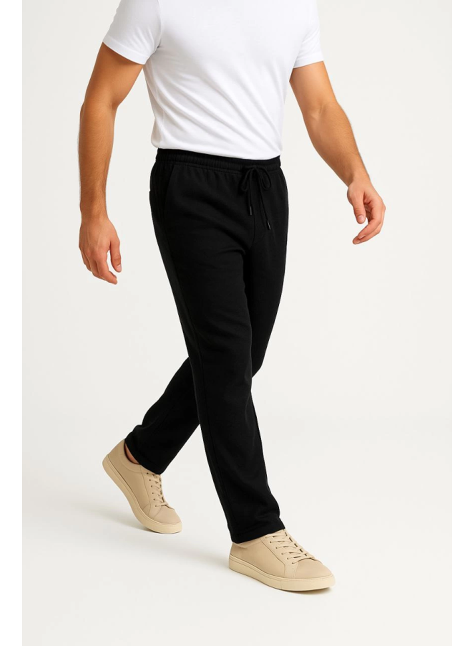 Erkek Keten Pantolon – Cepli, Beli Lastikli Ve Bağcıklı, Nefes Alan Rahat Kalıp, Yazlık Ve Baharlık Günlük Giyim, Şık - Konforlu Boru Paça Model - Siyah