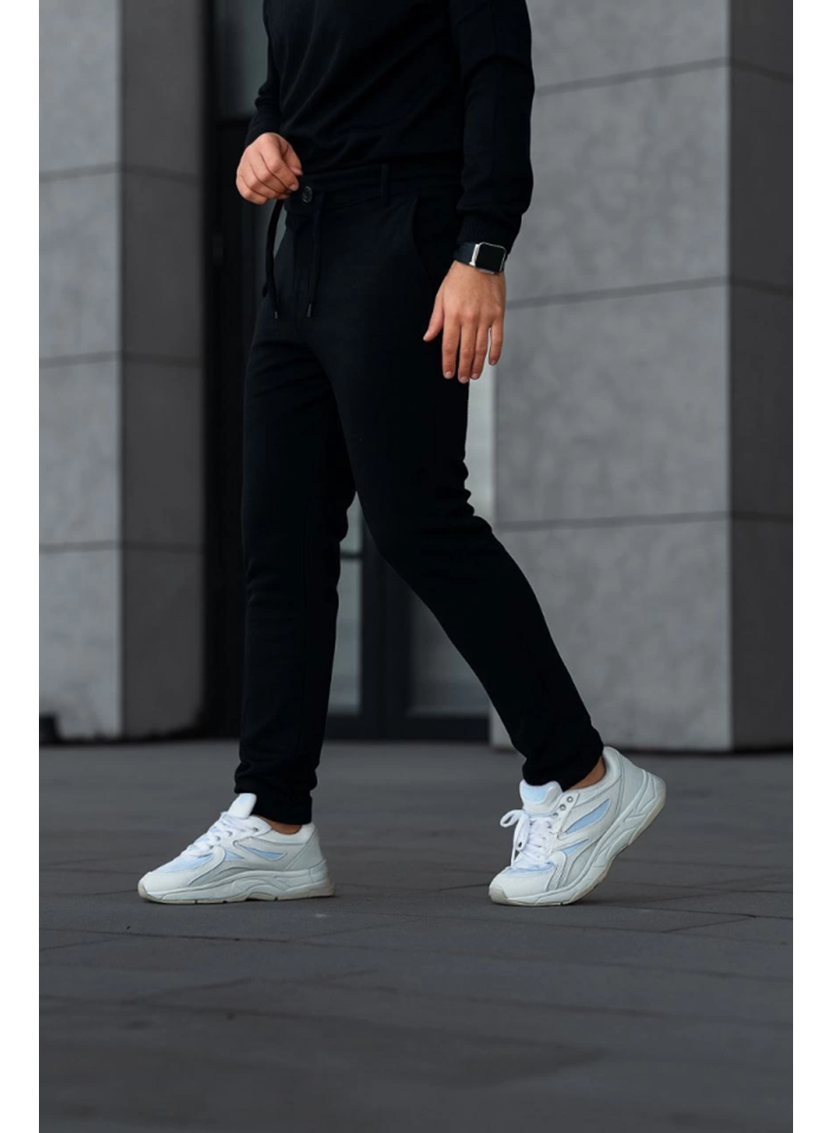 Erkek Diagonel Mikro Dokulu Cepli Pantolon - Siyah