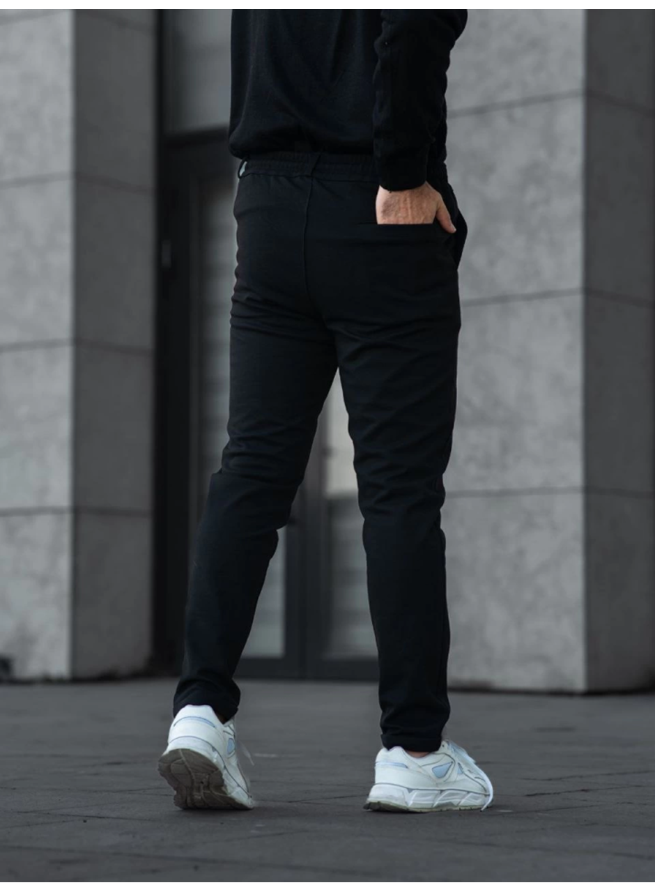 Erkek Diagonel Mikro Dokulu Cepli Pantolon - Siyah