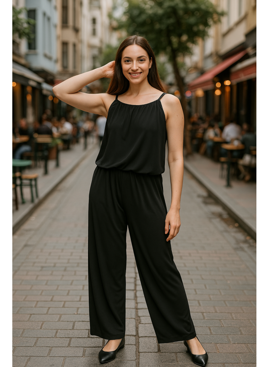 Kadın Rahat Kesim Askılı Bol Paça Sandy Kumaş Fırsat Ürün Tulum-Elbise