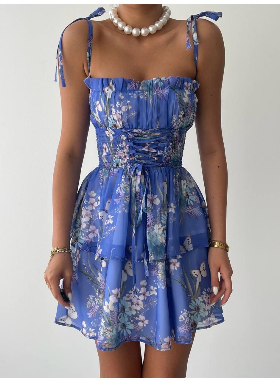 Venlo Beli Lastikli İp Askılı Elbise