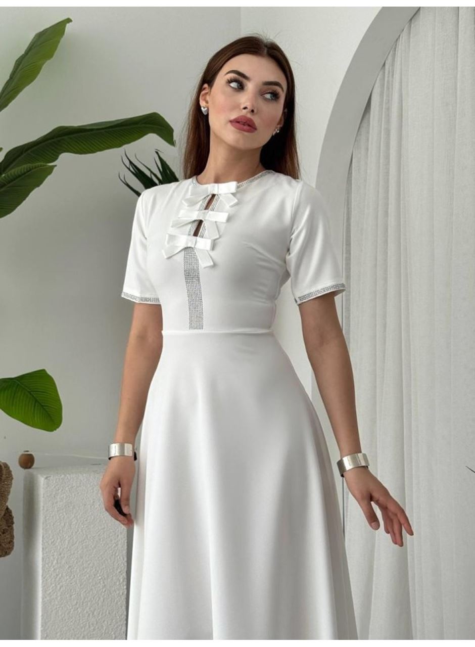 Wera Taşlı Fiyonk Detaylı Elbise