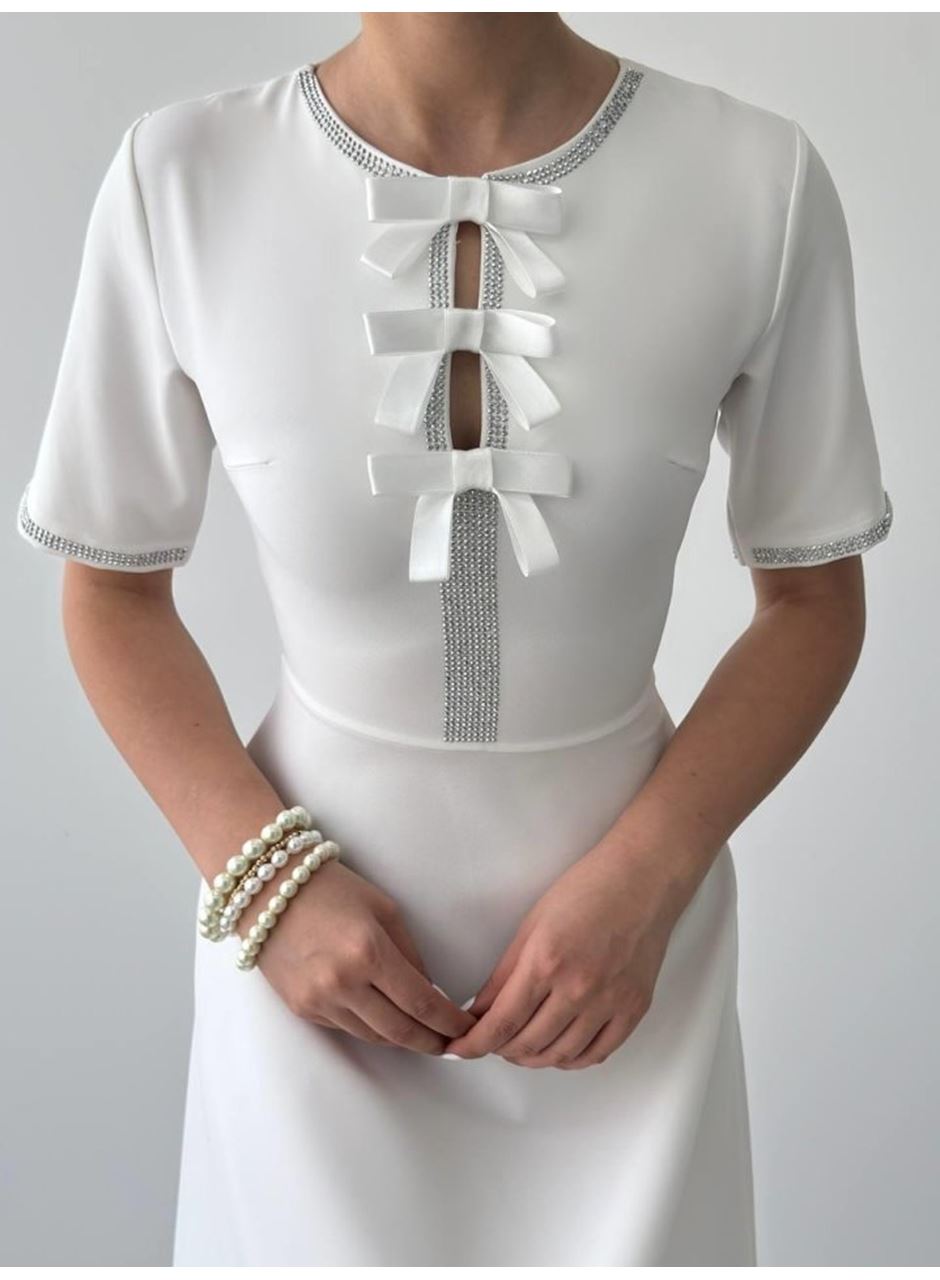 Wera Taşlı Fiyonk Detaylı Elbise