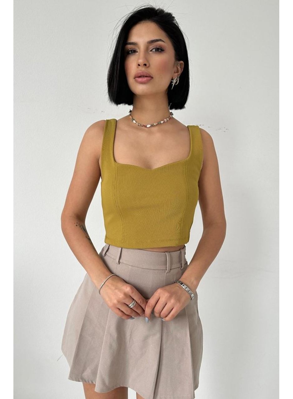 Yağ Yeşili Askılı Bluz