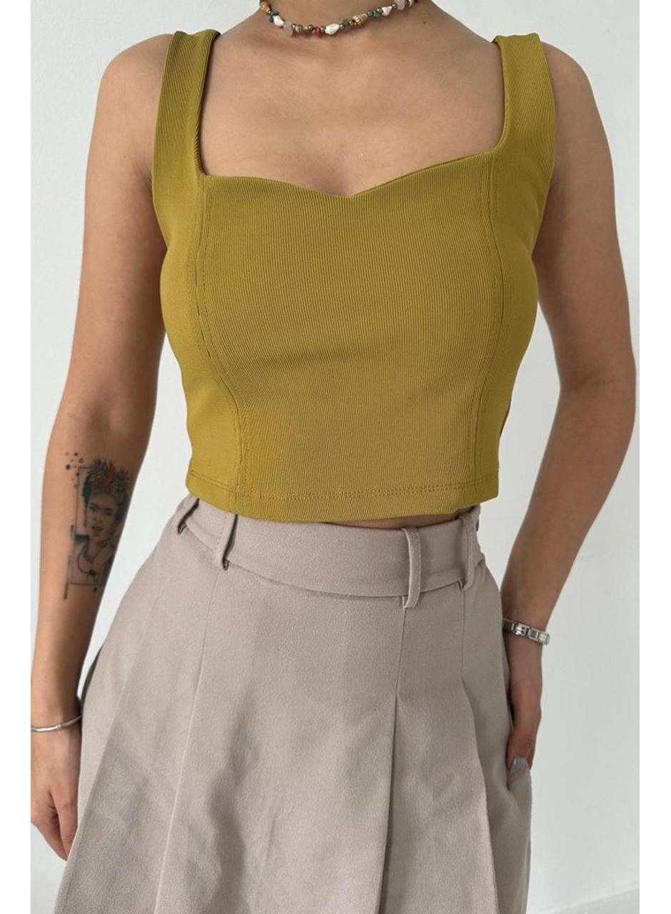 Yağ Yeşili Askılı Bluz