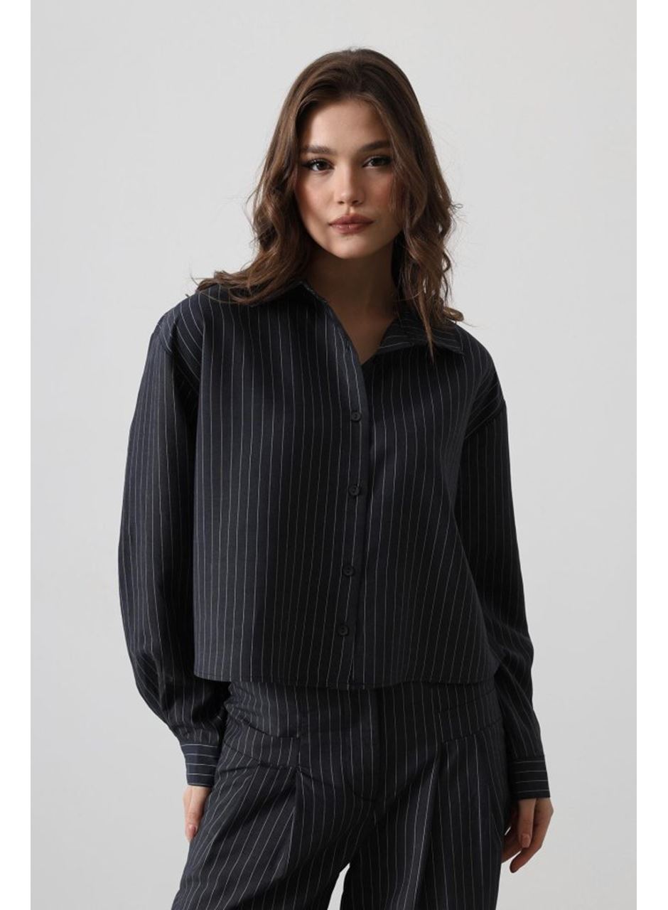 Çizgili Gömlek Pantolon Takım - Lacivert